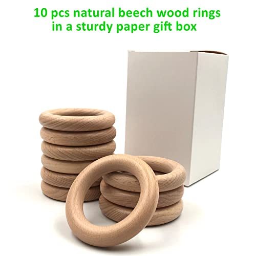 Heocakr Wood Rings, 10 Pcs Unfinished 7Cm Solid Natural Beech Wooden Rings Circles Without Paint For Craft, Connectors Jewelry Making And Ring Pendant #TOP3