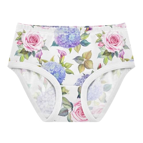 Joisal Cotton Toddler Underwear Floral Watercolor Pink Blue Roses Floral Little Girl Panties Aesthetic Briefs Kids Undies 2t
