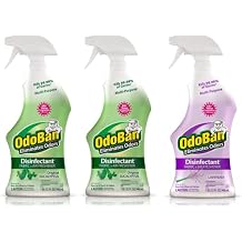 OdoBan Ready-to-Use Disinfectant and Odor Eliminator, Set of 3 Spray Bottles, Made in the USA, Original Eucalyptus and Lavender Scents, 32 Ounces Each