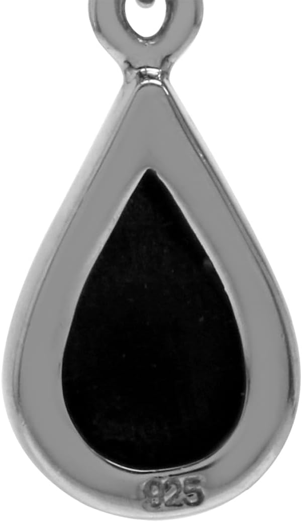 Silvershake Pear Shape 925 Sterling Silver Inlay Drop Dangle Earrings