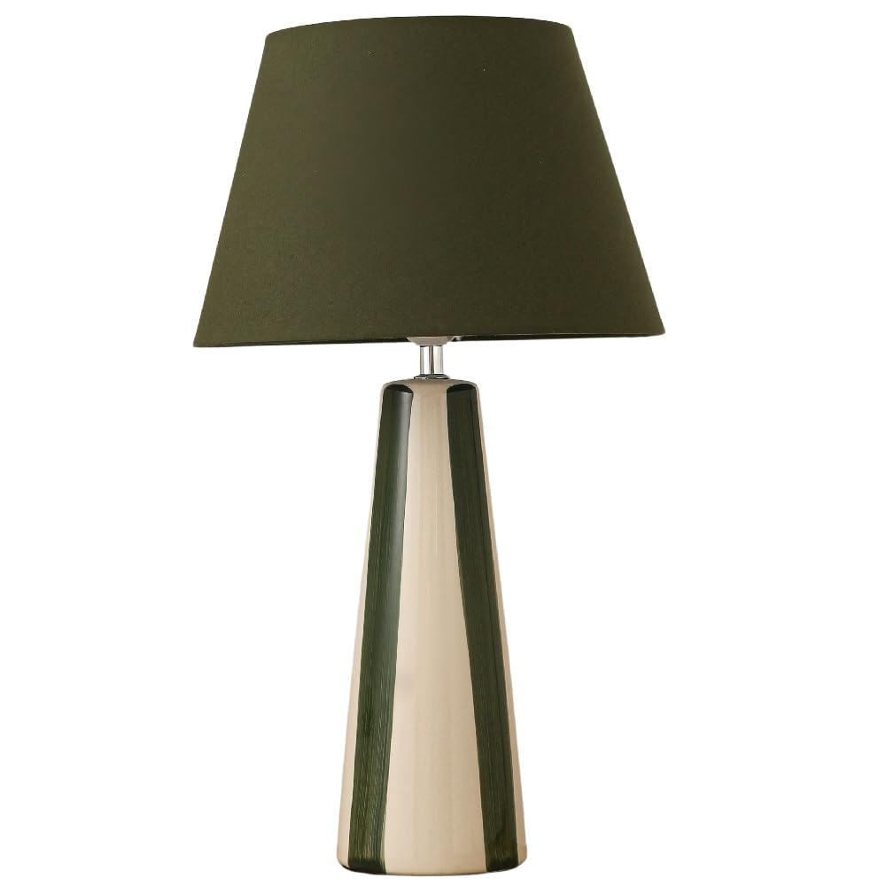 Britalia Green Olive And Cream Ceramic Modern Table Lamp With Olive Shade 52Cm