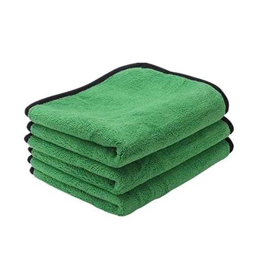 Image of Auto Hub Heavy Microfiber Cloth 500 GSM (Size 60cm x 40cm) /Pack of 3,for Car Cleaning and Detailing, Double Sided, Extra Thick Plush Microfiber Cloth Lint-Free, Color:- Green