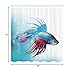Ambesonne Aquarium Shower Curtain, Siamese Betta Fish Swimming in Aquarium Aggressive Sea Animal Nautical, Cloth Fabric Bathroom Decor Set with Hooks, 69