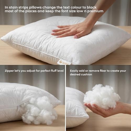 Image of AYKA Microfiber Cushion Filler Set of 2 (24x24 Inch) | Soft & Fluffy Sofa Cushions Inserts | Premium Polyester Fiber Throw Pillows for Sofa, Couch, Bed & Living Room Decor | White