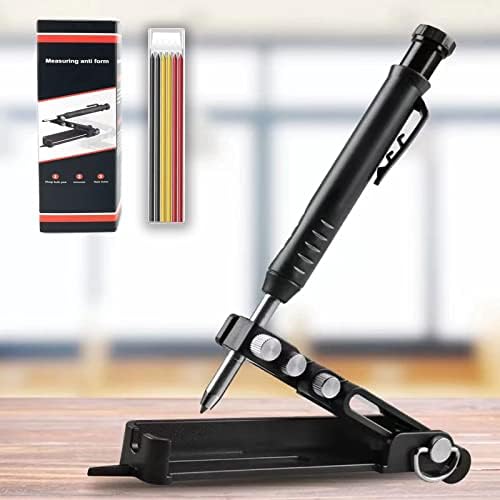 CANTENDO Scribe Tool-Aluminum Alloy Scriber Tool with Built in Sharpener,Multi-function Scribing Tool,DIY Woodworking Scribe Gauge,Wood Working Tools and Equipment (Aluminium Alloy，Black)