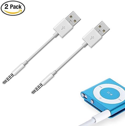 iPod Shuffle Charger Cable, PARLT 2 Pack 3.5mm Jack/Plug to USB USB Power Charger Sync Data Transfer Cable for iPod Shuffle 3rd /4th/5th/6th/7th MP3/MP4