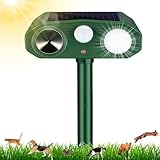 Repulsif Chat Exterieur, Répulsif Chat Ultrason, 3 Modes Repulsif Chat Solaire avec Lumière LED et Détecteur de Mouvement, Étanche IP64 Répulsif Animaux pour Anti Chats Chiens Souris Ratons Oiseaux