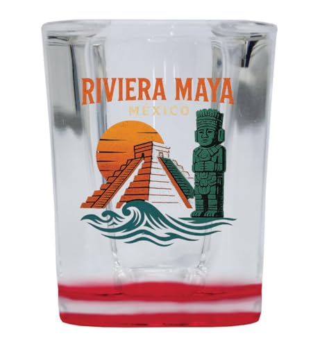 Vaso shot cuadrado vidrio rojo base 2 oz