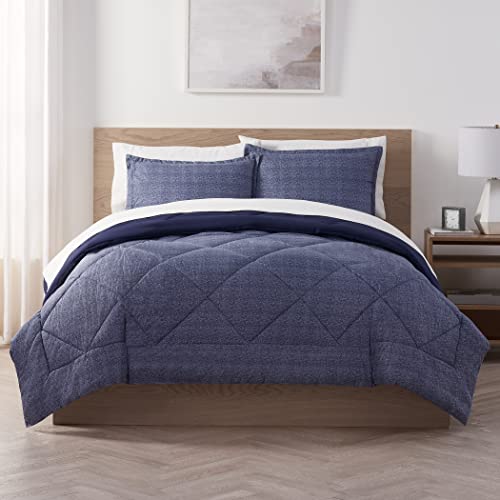 Serta Supersoft Cooling 7Pc Reversible Bed In A Bag With Comforter, Sheets, And Pillow Covers, Queen, Peacoat #TOP2
