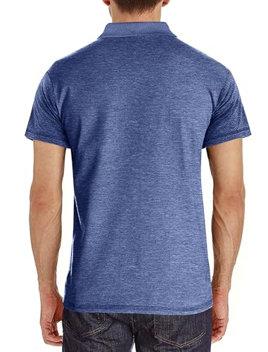 Image of Men's Short Sleeve Polo Shirts Buttons Collared T Shirts with Pocket | Moisture-Wicking,Soft Stretch Fabric, Lightweight,Structured Collar,Business Casual, Golf, Office,All-Day Comfort