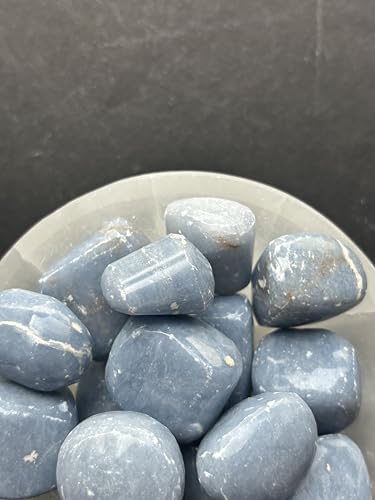 Image of Tumbled Stones, Natural Crystal Healing Stones, Home Office Decor, Aquarium Decorative Pebbles, Vase Fillers (Blue Lace Agate, 50)