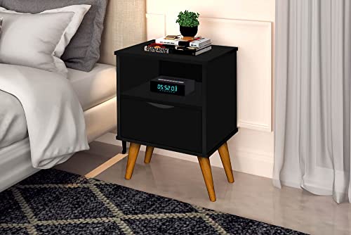 Mesa De Cabeceira 1 mesa Estilo Retrô Pés Em Madeira Maciça Grécia Preto