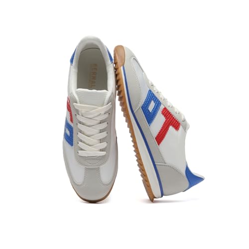 Bernal Women's Fashion Sneakers Non-Slip Lace-Up Walking Shoes Fabric Suede Patchwork Running Tennis Shoes Comfortable Breathable Workout School Gym Sports4