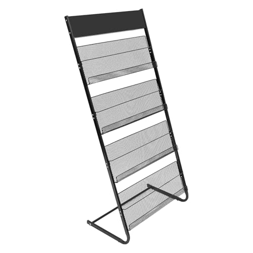 NEATOOM Floor Standing Magazine Rack, 4 Layer Metal Magazine Display Stand, Brochure & Newspaper Display Rack for Conference Rooms, Libraries, Exhibitions