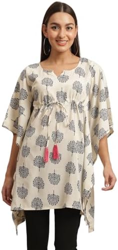Preneum Women's Regular Fit Kaftan (PRE-KFT-06_Off White XL)