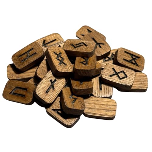 CRAFTERIAN Handcrafted Wooden Rune Set (25 Norse Viking)