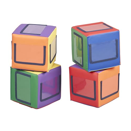 ECR4Kids SoftZone Picture Me Blocks, Activity Cubes, Assorted, 4-Piece