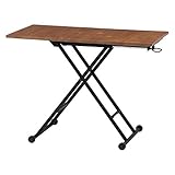 不二貿易 昇降テーブル ガス圧 幅100cm 高さ14~72cm アンティークブラウン 無段階 キャスター付き シルビア 19241