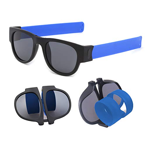 JEEZAO Óculos de sol polarizados dobráveis homem mulher para condução desportos 100 % proteção UV400 óculos para condução - M Pierna Azul