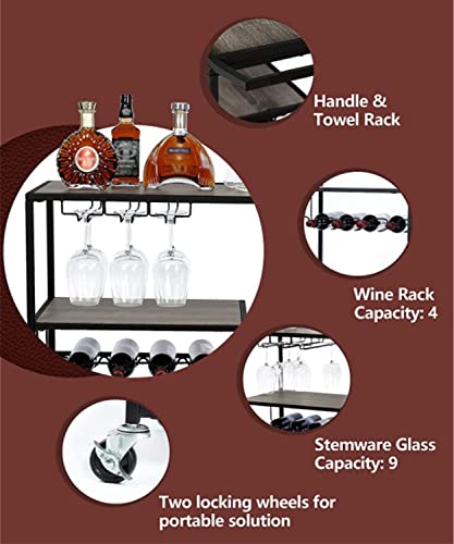 Industrial-Bar-Cart-for-Home-Rolling-Bar-Serving-Carts-with-Wheels-with-Wine-Rack-and-Glass-Holder-Mobile-Wine-Cart-Mini-Bar-Cabinet-Wine-Bar-Home-On-Wheels-Vintage-Style-Wood-Metal-Serving-Trolley Industrial Bar Cart for Home Rolling Bar Serving Carts with Wheels with Wine Rack and Glass Holder Mobile Wine Cart Mini Bar Cabinet Wine Bar Home On Wheels Vintage Style Wood Metal Serving Trolley