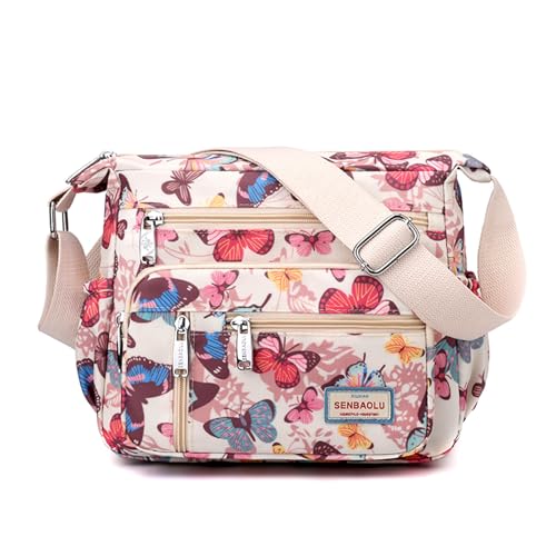Image of Crossbody Bag for Women Nylon Multi pockets Shoulder Bag Waterproof Floral Messenger Satchel Purses and Handbags