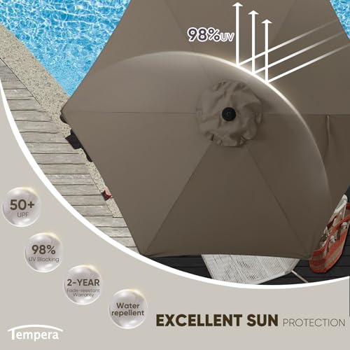 Image of Tempera Heavy Duty High Wind Beach Umbrella with Sand Anchor & Carry Bag | Patio Outdoor Umbrella with Aluminum Frame and Push Button Tilt, Ideal for Garden Lawn, UPF 60+