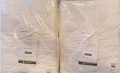 Miniatura 3 de Pottery Barn Fundas europeas acolchadas de lino belga con diamantes  Juego de dos  Blanco