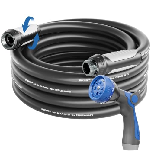 Image of SPECILITE Garden Water Hose 25 ft x 5 /8 inch, Ultra-Lightweight & Easy to Store | Flexible PUT Material, 50% Lighter, Non-Kink, 360 Rotating Grip, Burst 600 PSI, Leak Proof, Rubber Hoses for Outdoor Yard