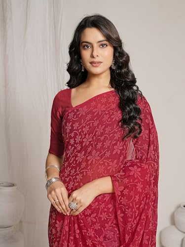 Image of Garden Vareli Lock Chiffon Floral Saree