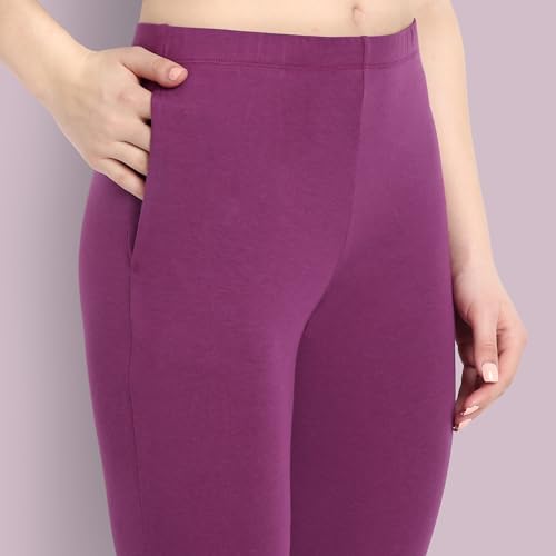 Image of ONE SKY Women Ankle Length Leggings | Premium Cotton Modal Spandex Blend | High Waist Stretchable & Bio-Washed Fabric | Colour-Lock | Ethnic Leggings for Women