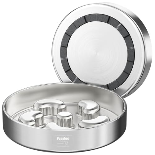 Feedoo Slow Feeder Dog Bowl-2Cups for Medium Breeds, Double Wall Food-Grade Stainless Steel, Heavy Duty with Non-Slip Rubber Base, Puzzle Maze Bowl to Slow Down Eating