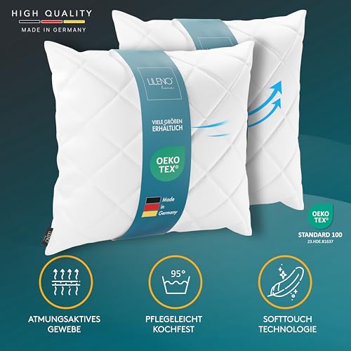 LILENO HOME 2er Set Kissenfüllung 40 x 40 cm - 95°C waschbares Innenkissen geeignet für Allergiker - Polyester Kisseninlet als Couchkissen, Sofa Kissen, Cocktailkissen und Kopfkissen