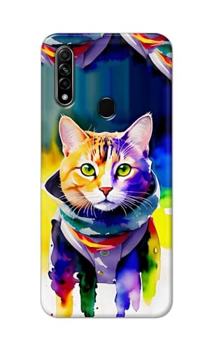 Image of Printed Hard Back Cover for Oppo A31 Back Cover (Coloured Cat) -190724(EA)