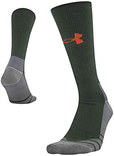 Under Armour Adult Hitch Lite Boot Socks, 1-Pair , Green/Volcano Orange , Shoe Size: Mens 8-12, Womens 9-12
