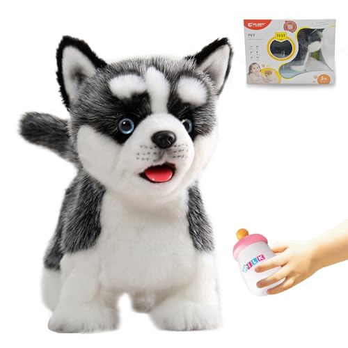 CU-MATE 12' Electric Plush Husky Dog Toys, Electronic Stuffed Animal Dog Toy, Interactive Wuffy Robot Puppy, Walking, Talking, Barking & Wagging Tail, Gifts for Boys and Girls