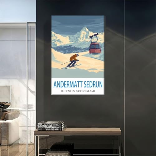 Affiche voyage Andermatt Sedrun Disentis pour déco salon - 5