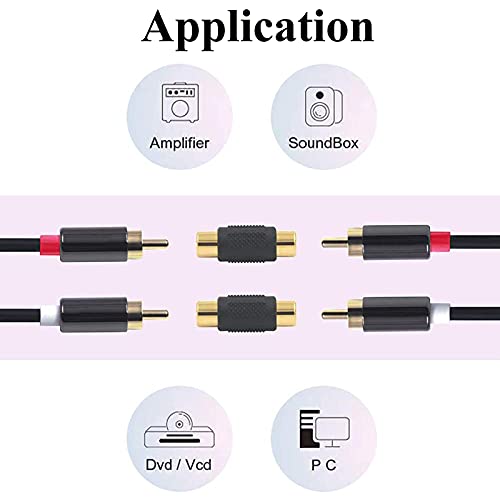 Adaptador RCA hembra a hembra dorado para solucionar cables cortos de televisión y altavoces 4