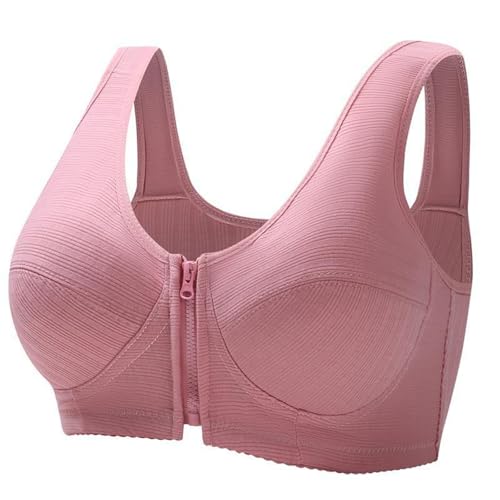 2025 Front Closure Bras for Women Zipper Push Up Full Coverage Wireless Bras Fashion Soft Solid Everyday Bra Pink