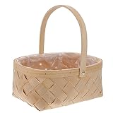 Garneck easter egg basket easter basket toys proofing basket decorative basket hand- woven wood chip storage basket woven market braided rim basket large with cover handle wooden child