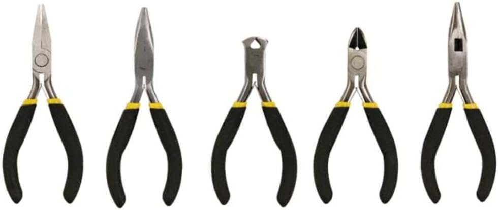 Toolland 5-Piece Miniature Pliers Set for Fine and Precise Work
