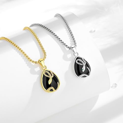Pendentif guérison serpent avec cristal naturel et bijoux de protection - 3