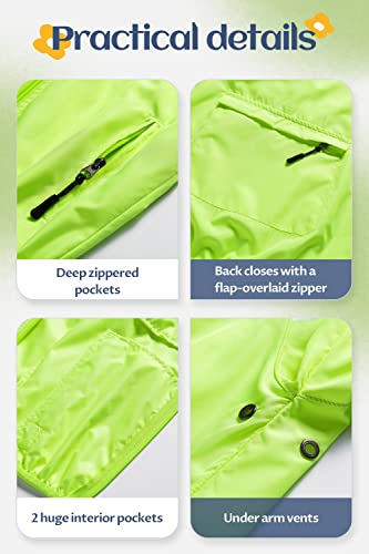Image of CREATMO US Boys Girls Rain Coat Kids Reflective Cycling Jacket Waterproof Packable Children Windbreaker With Removable Hood