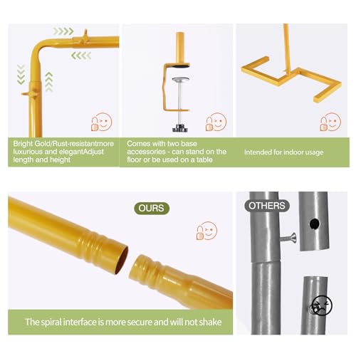 8.2FT x 8FT Backdrop Stand Heavy Duty with Base, Gold Portable Adjustable Pipe and Drape Backdrop Stand Kit, Over The Table Rod Stand with Clamps, Square Metal Arch Party Frame for Birthday Decor by ParseBio - Image 6