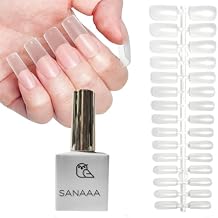 SANAAA Quick Drying 10g Semi Solid Nail Glue with 10ml Remover for Press On Nails Tips No Need for UV Lamp Long Lasting Fake Acrylic Nails Kit Glue Gel