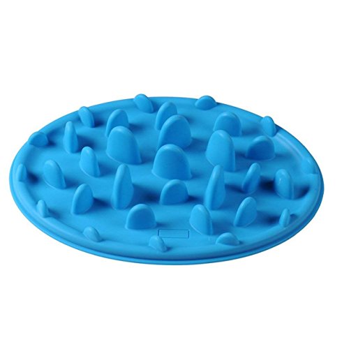 Sundlight Interactive Slow Feeder Dog and Cat Bowl for Fast Eaters,Non-slip Bottom,Food Grade Silicone Anti-gulp Dog Bowl,Blue,Size S