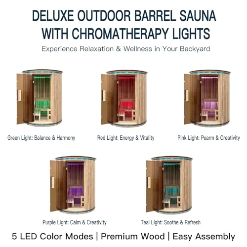 Image of 4 Person Outdoor Vertical Barrel Sauna, Cedar Wood Traditional Sauna | Premium cedar wood construction, 6KW Harvia electric heater, backyard-ready design for garden and home outdoor relaxation