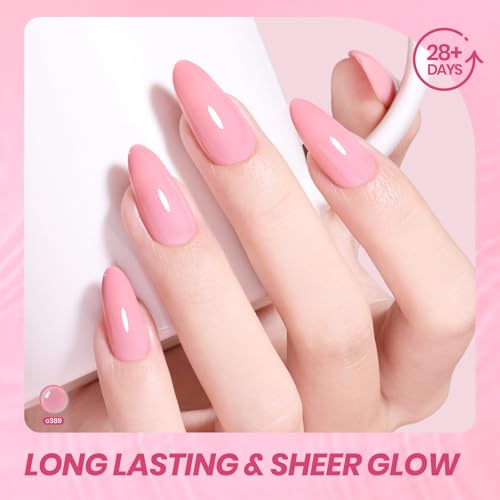 Gelab Cosmetics LLC Beetles Nude Pink Gel Nail Polish - Blush Cappuccino Clear Pink, 7.5ML Natural Jelly Gel Polish Sheer Translucent Colors Nail Concealer Soak Off UV French Nail Art Manicure