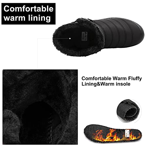 Scurtain Fashion Winter Womens Snow Boots Ankle Fur Waterproof Shoes Middle Black/Buckle 9.5 Women/8 Men #TOP2