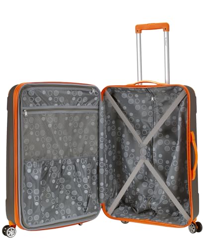 Image of Rockland London Hardside Expandable Spinner Wheel Luggage, Charcoal, Checked-Large 28-Inch