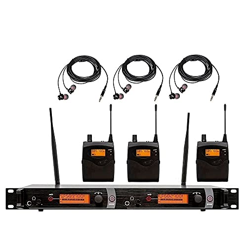 All-Metal Wireless in-Ear Monitor System 2 Channels 3 Bodypack Monitor for Stage or Studio Cordless Microphones